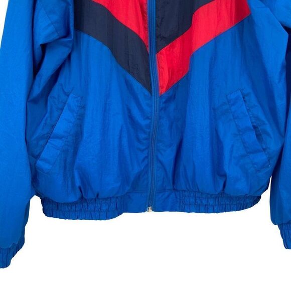Spalding Pro Vintage 90's Full Zip Waterproof Windbreaker Blue Red White Large - Picture 4 of 11